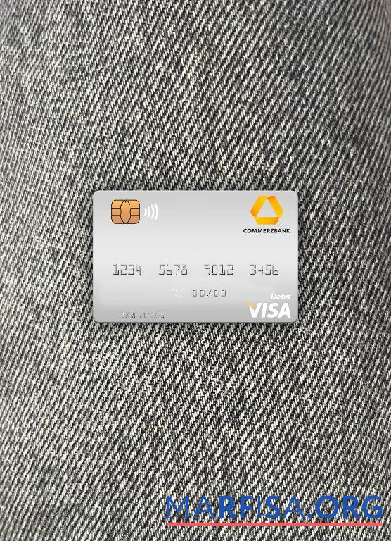 Realistic Germany Commerz Bank visa debit card photolook front download for verification